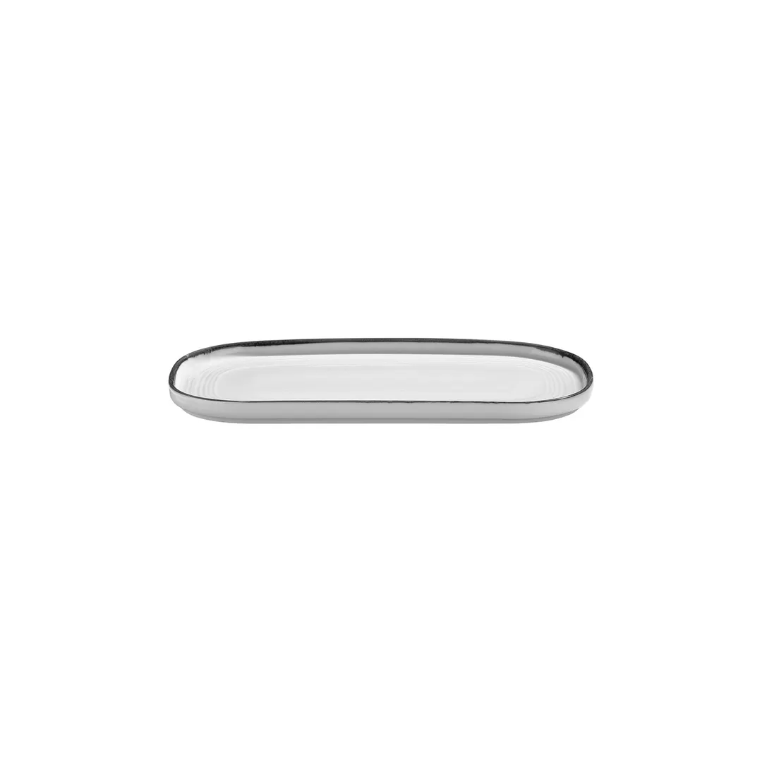 Turgla T-HLBLA30OV-6 Helix Oval Porcelain Platter, 11.75" W x 6.25" D, Black Finish - 1/Each