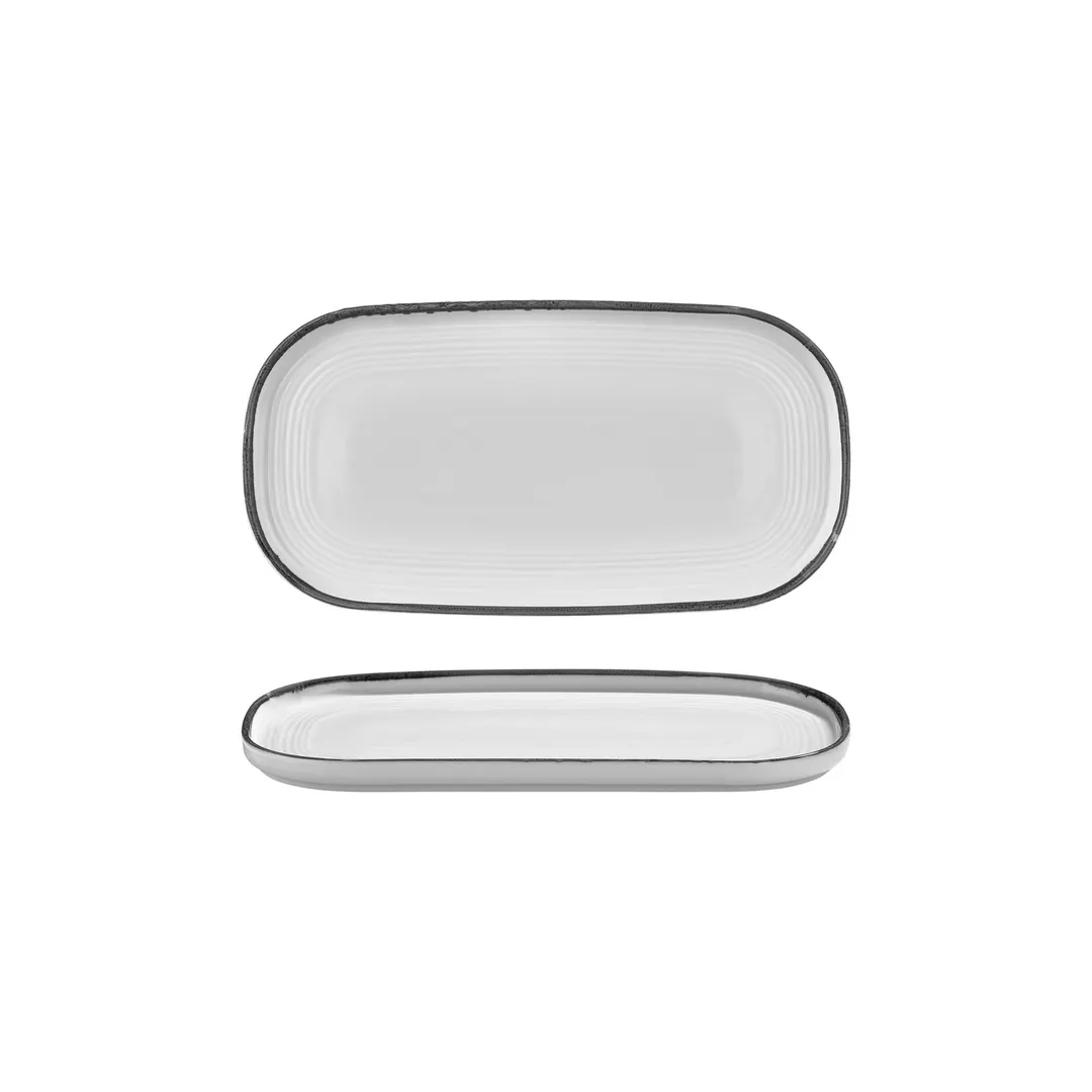 Turgla T-HLBLA30OV-6 Helix Oval Porcelain Platter, 11.75" W x 6.25" D, Black Finish - 1/Each