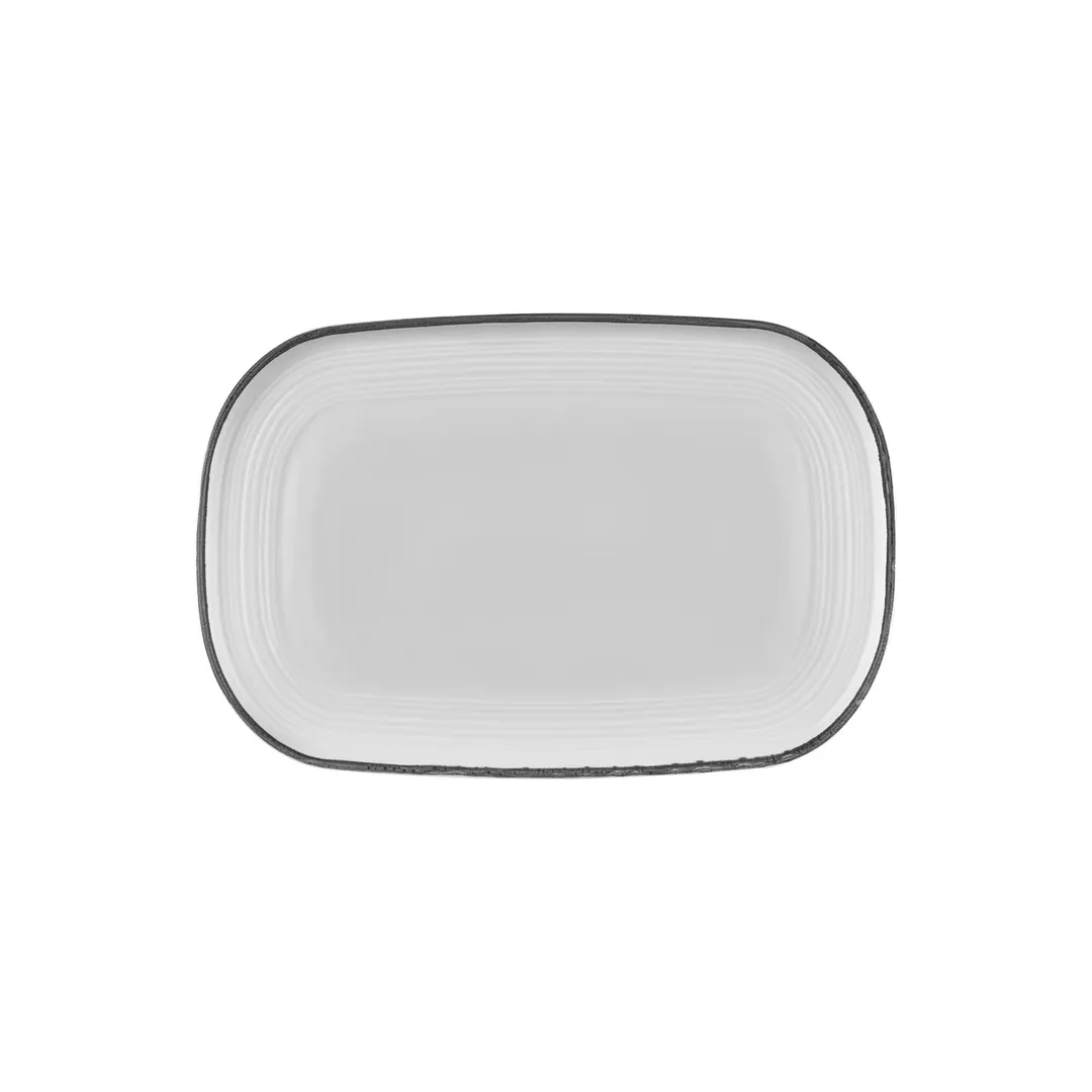 Turgla T-HLBLA34OV-6 Helix Oval Porcelain Platter, 13.5" W x 9" D, Black Finish, Dinnerware Tray