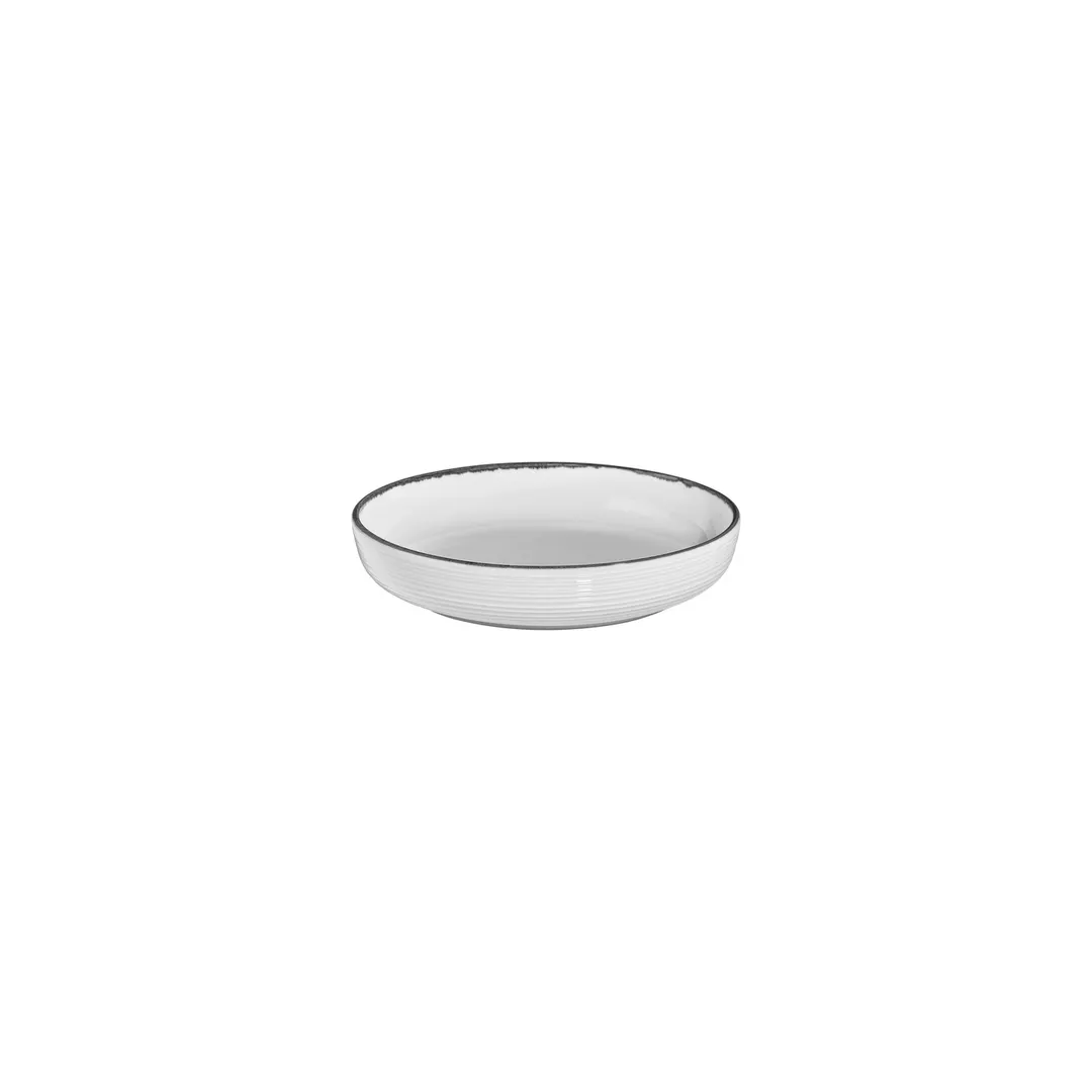 Turgla T-HLBLACP19CK-6 Helix Deep Round Plate, 7.5" Diameter, 24 oz, Black Porcelain Dinnerware