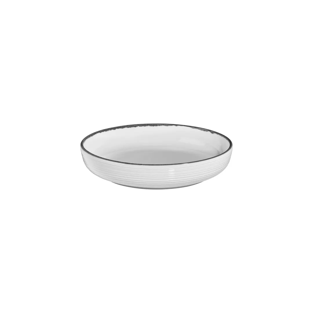 Turgla T-HLBLACP26CK-6 Helix Deep Round China Plate, 10.25" Diameter, 59 oz Black Porcelain