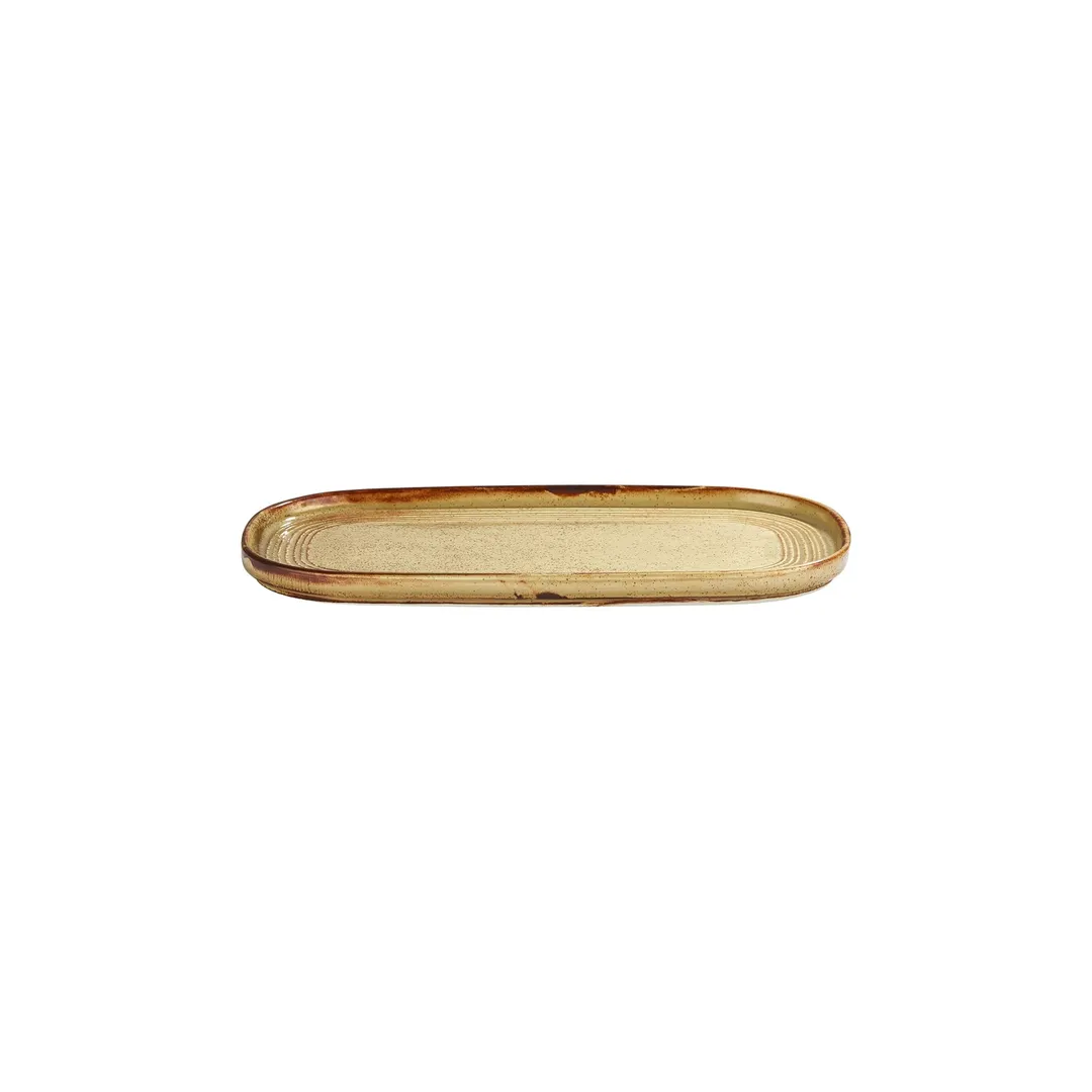 Turgla T-HLDN30OV-6 Dune Oval Porcelain Platter, 11.75" W x 12" L, Orange Finish - 1/Each