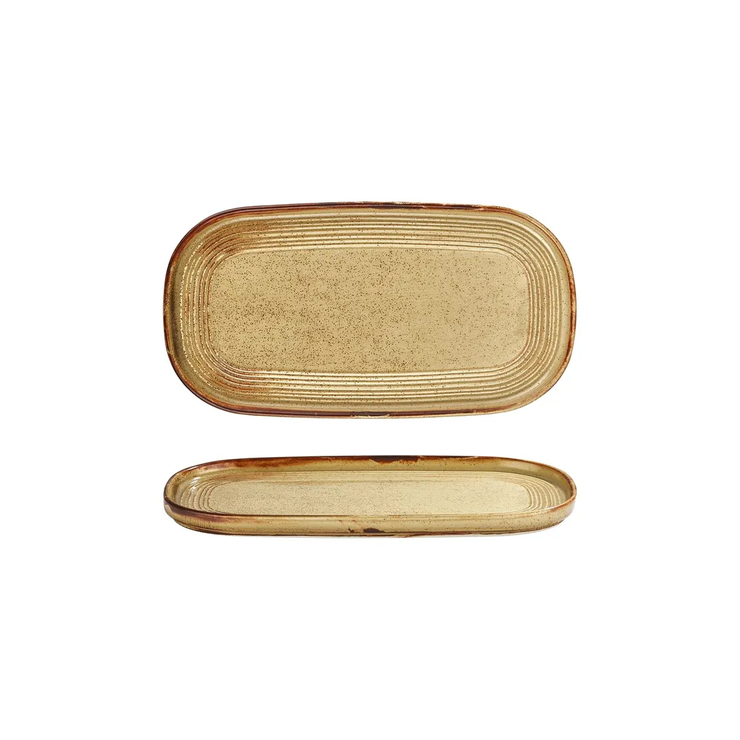 Turgla T-HLDN30OV-6 Dune Oval Porcelain Platter, 11.75" W x 12" L, Orange Finish - 1/Each