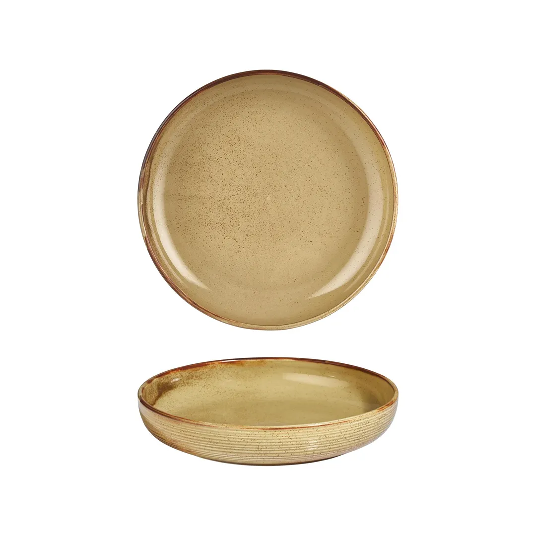 Turgla T-HLDNCP26CK-6 Dune Deep Round Plate, 10.25" Diameter, 59 oz Porcelain, Vibrant Orange Finish