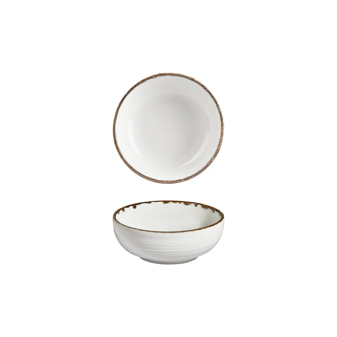 Turgla T-HLGL16KS-12 Round China Bowl, 6" Diameter, 25 Oz Capacity, Brown Porcelain, General Use