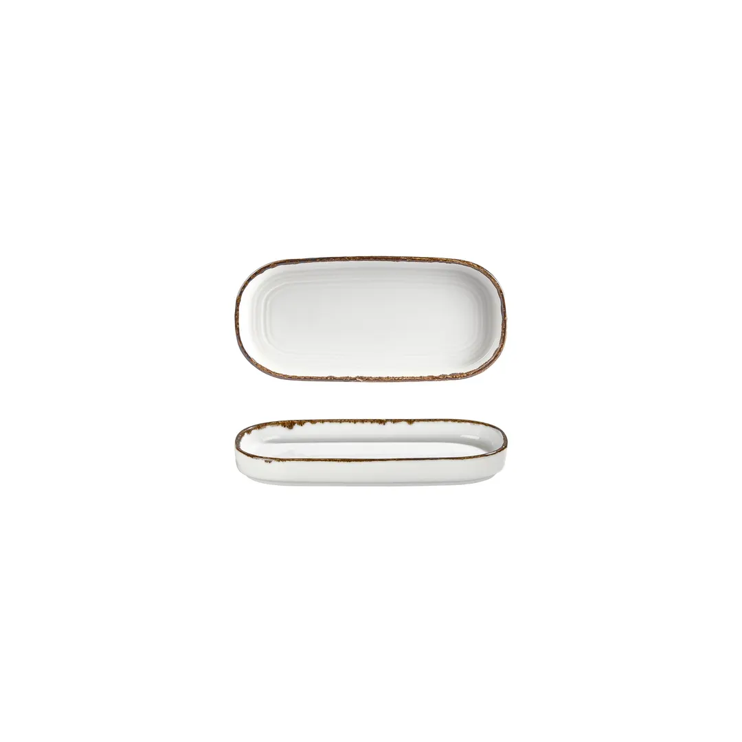 Turgla T-HLGL205OV-12 Helix Gleam Oval Platter, 8" x 4" Porcelain, Brown Finish - 1/Each