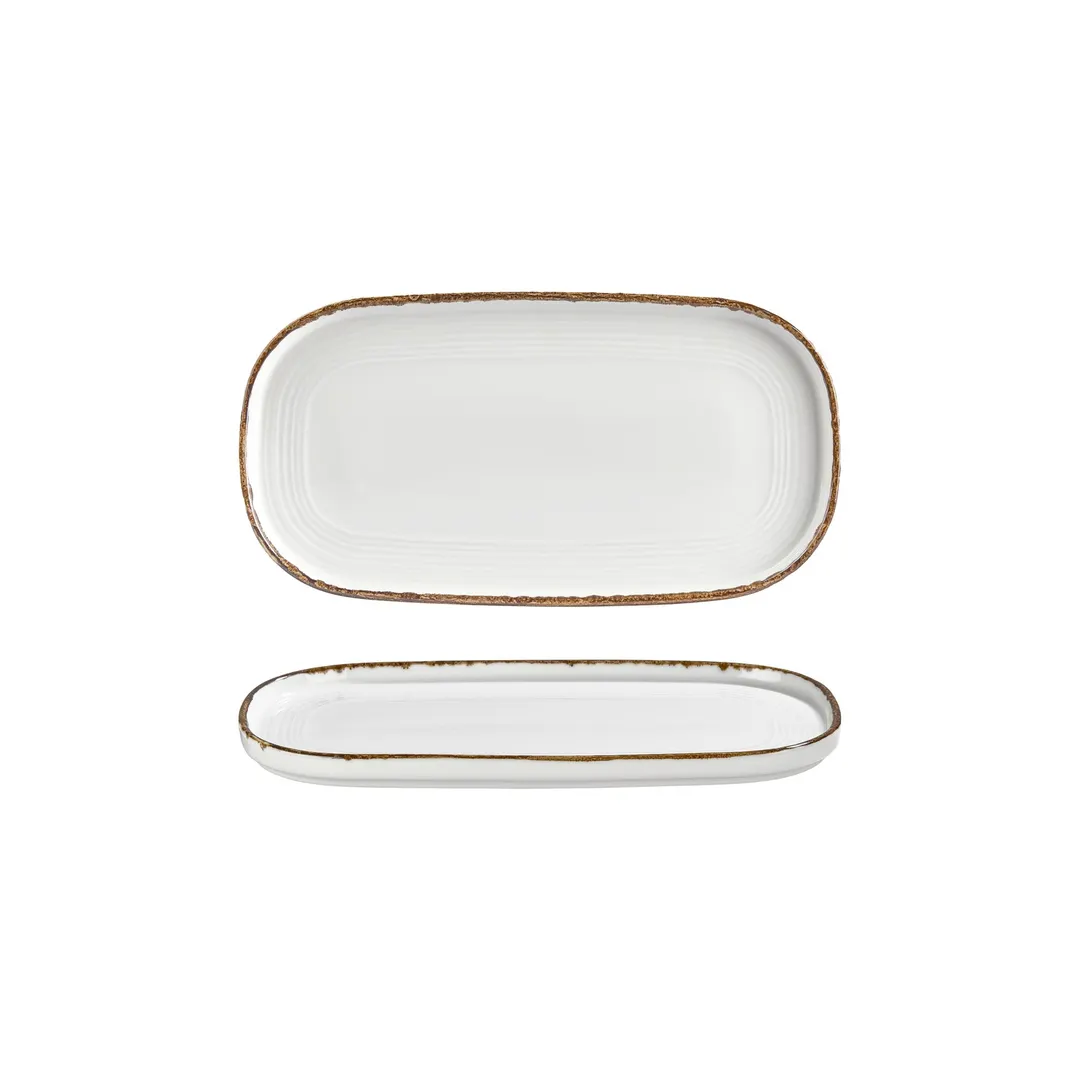 Turgla T-HLGL30OV-6 Helix Gleam Oval Porcelain Platter, 11.75" W x 6.25" D, Brown Finish, Tray