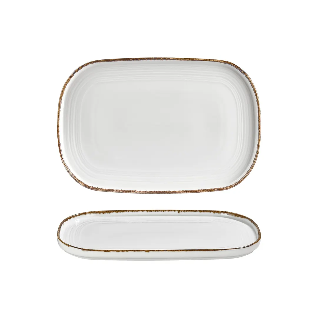 Turgla T-HLGL34OV-6 Helix Gleam Oval China Platter, 13.5" W x 9" D Porcelain Brown Finish