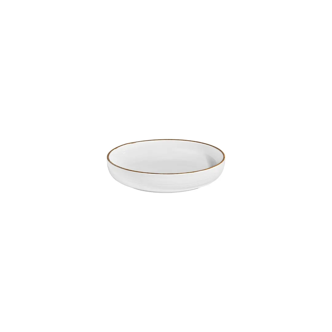 Turgla T-HLGLCP19CK-6 Helix Gleam Deep Round Plate, 7.5" Diameter, 24 oz Capacity, Brown Porcelain