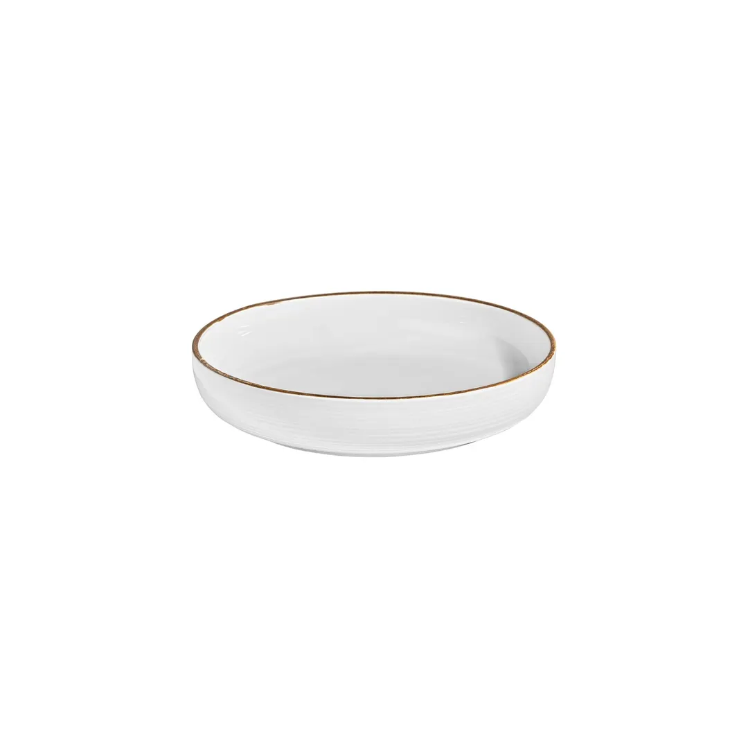 Turgla T-HLGLCP26CK-6 Deep Round Plate, 10.25" 59 oz Porcelain, Brown Finish - 1/Each