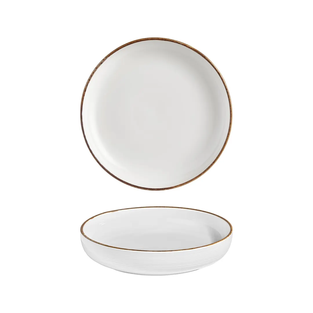 Turgla T-HLGLCP26CK-6 Deep Round Plate, 10.25" 59 oz Porcelain, Brown Finish - 1/Each