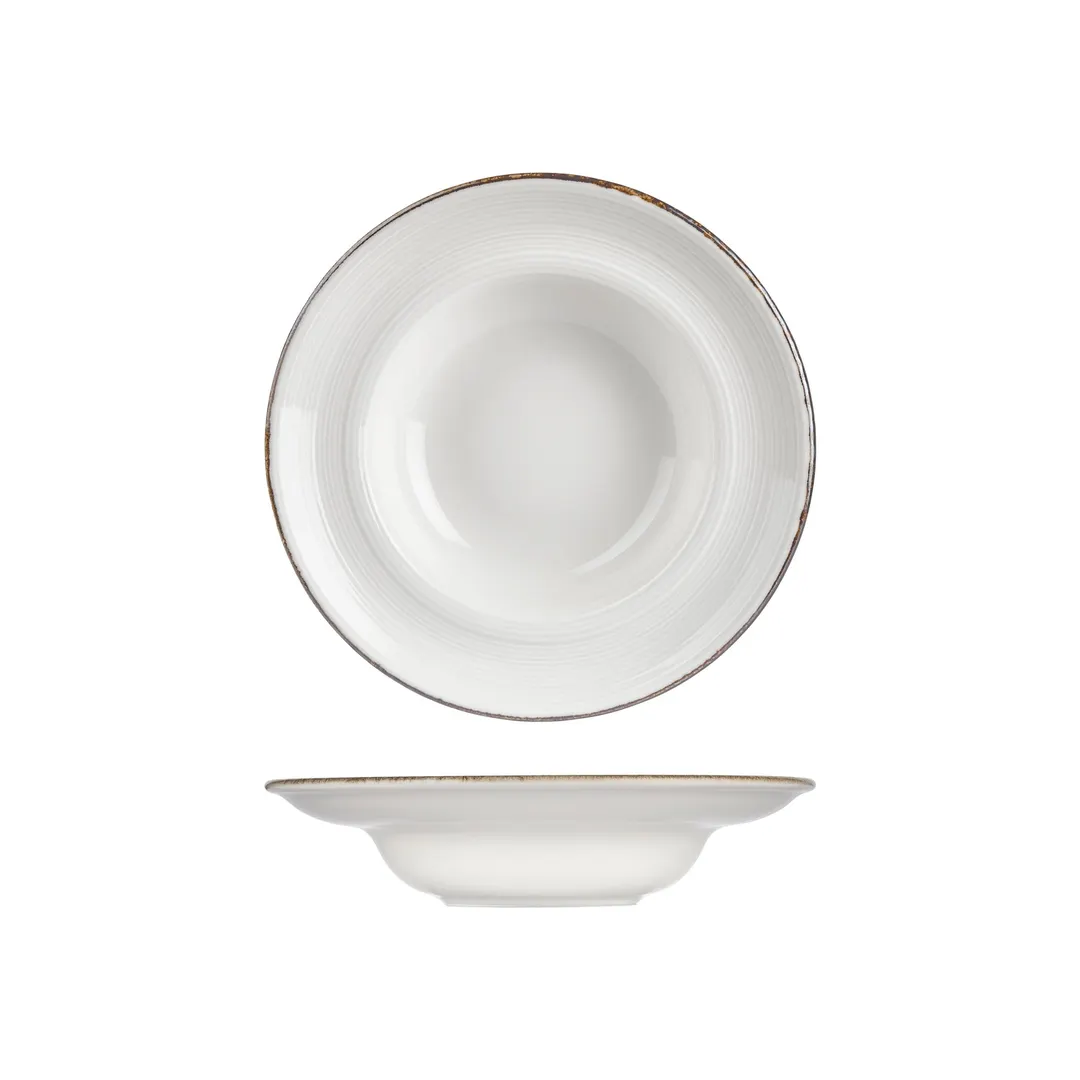 Turgla T-HLGLZT27CK-6 Helix Gleam Deep Round Plate, 10.75" Diameter, 17 oz Brown Porcelain