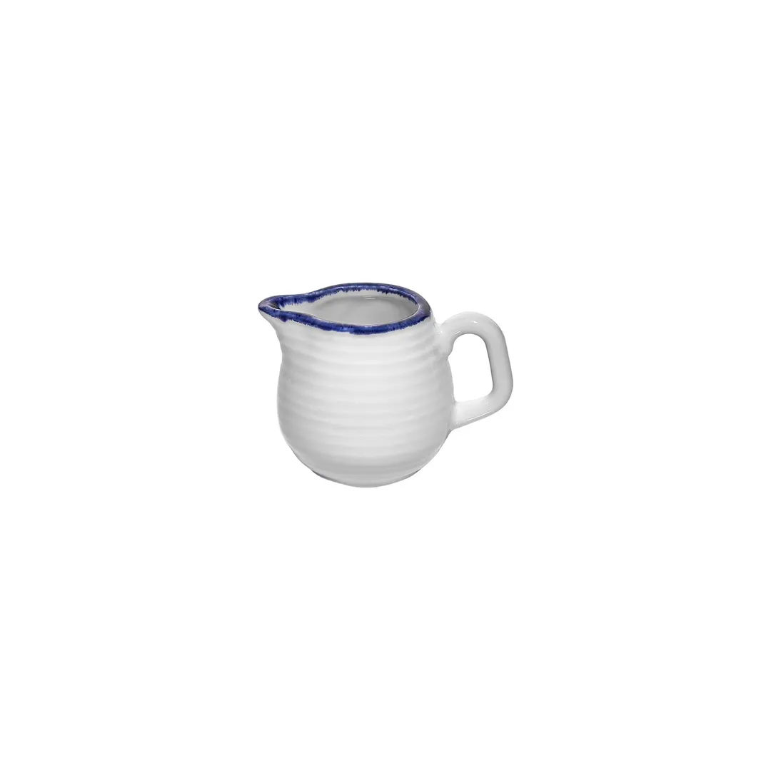 Turgla T-HLNBL01ST-12 Creamer Pitcher, 3 oz, 3.25" Diameter Round Blue Porcelain with Handle