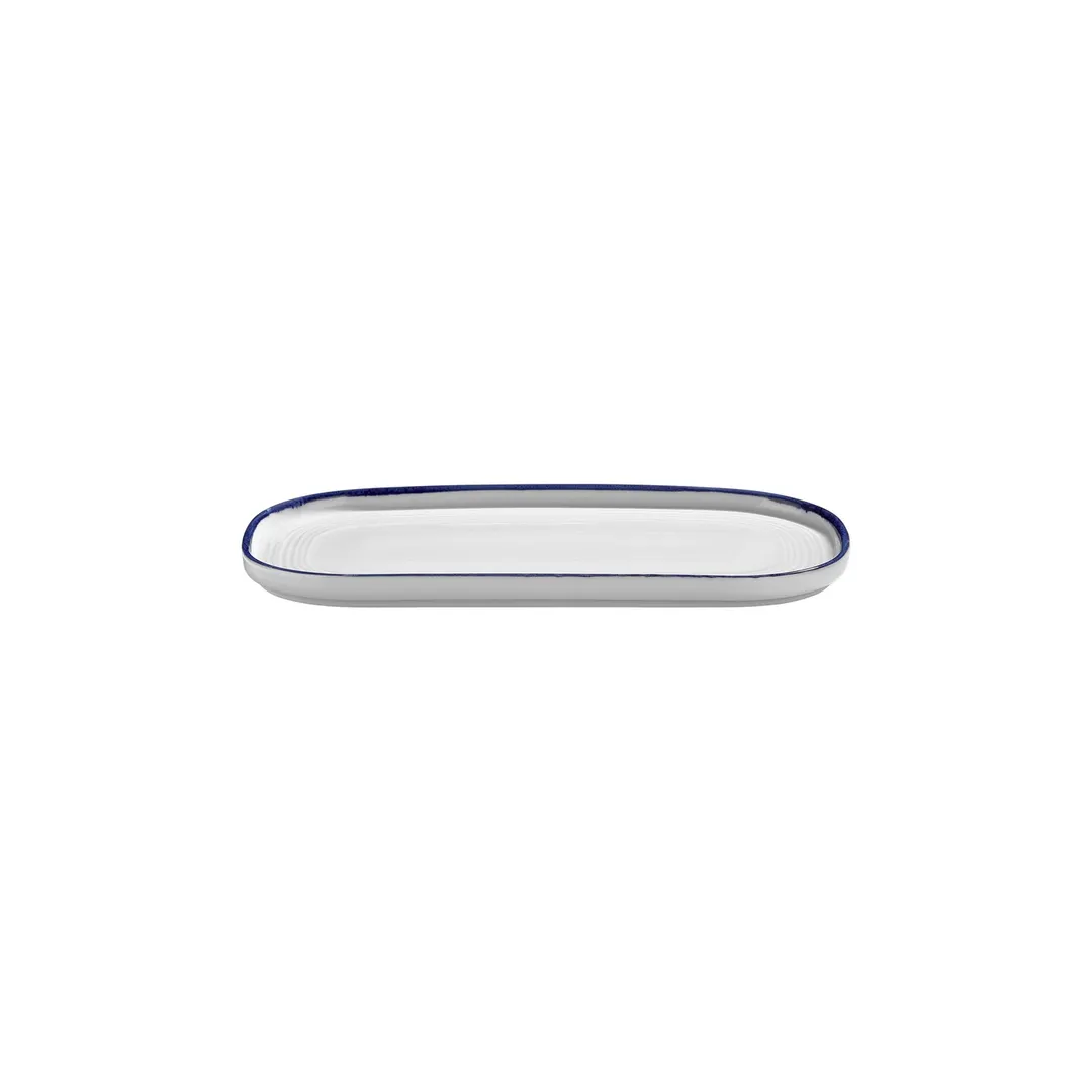 Turgla T-HLNBL30OV-6 Navy Oval Porcelain Platter, 12" x 6" Oval, Blue Finish, 11.75" Width