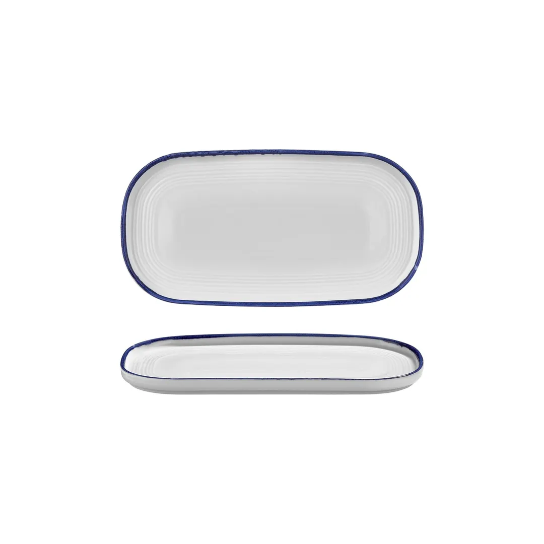 Turgla T-HLNBL30OV-6 Navy Oval Porcelain Platter, 12" x 6" Oval, Blue Finish, 11.75" Width