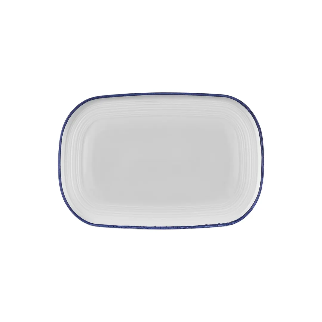 Turgla T-HLNBL34OV-6 Oval Navy Porcelain Platter, 13.5" W x 9" D, Blue Serving Tray