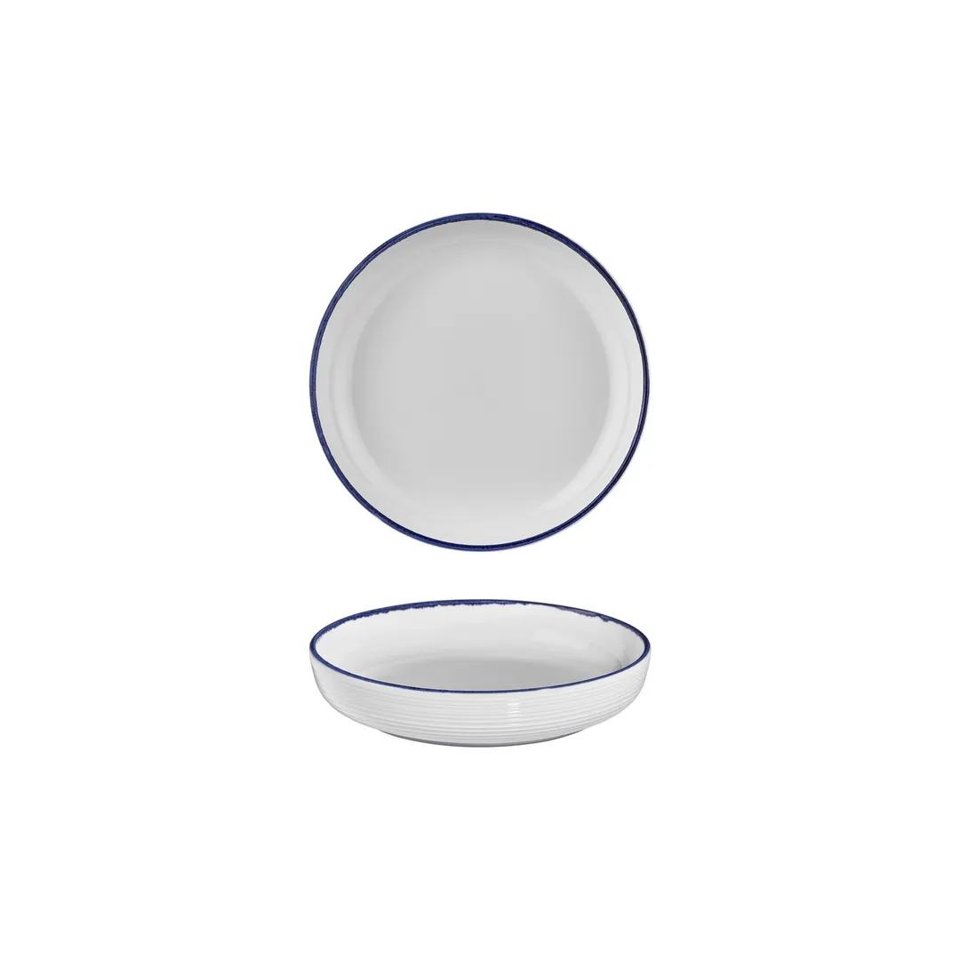 Turgla T-HLNBLCP19CK-6 Navy Deep Plate, 7.75" Diameter, 24 oz, Deep Rim, Blue Porcelain