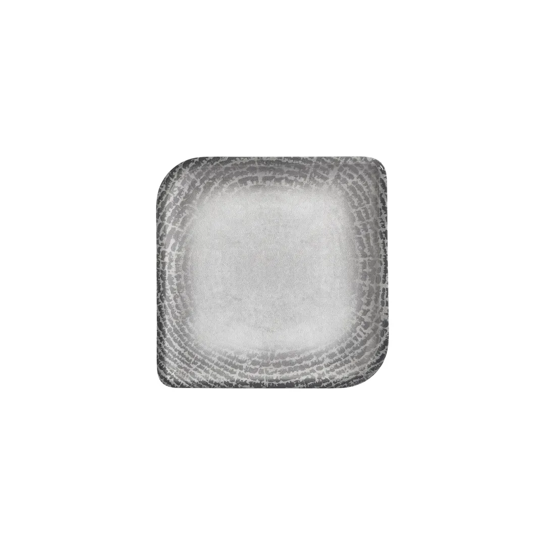 Turgla T-LNAR30KR-6 Square Elegant Grey Porcelain Dinnerware Plate, 9" x 9"