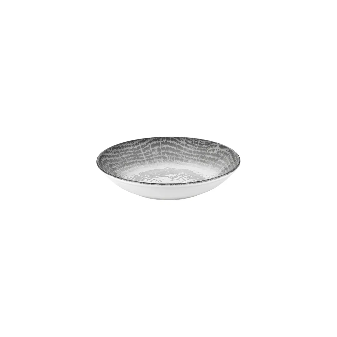 Turgla T-LNFL23CK-6 Luna Deep Round Plate, 9" Diameter, 34 oz Capacity, Grey Porcelain Dinnerware