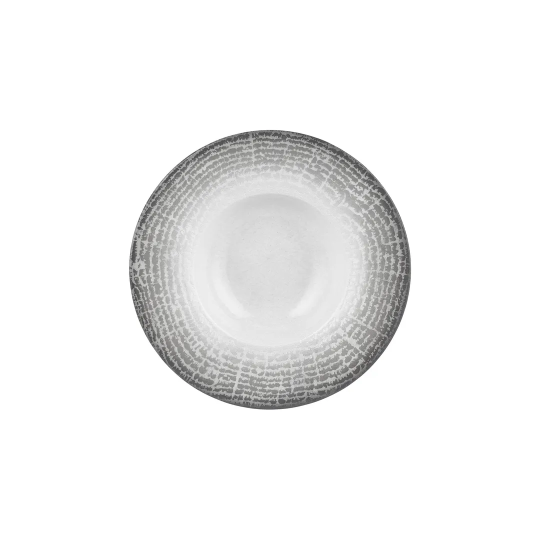 Turgla T-LNGT28CK-6 Luna Deep Plate, 11" Round Porcelain Dinner Plate, Grey, 16 oz Capacity
