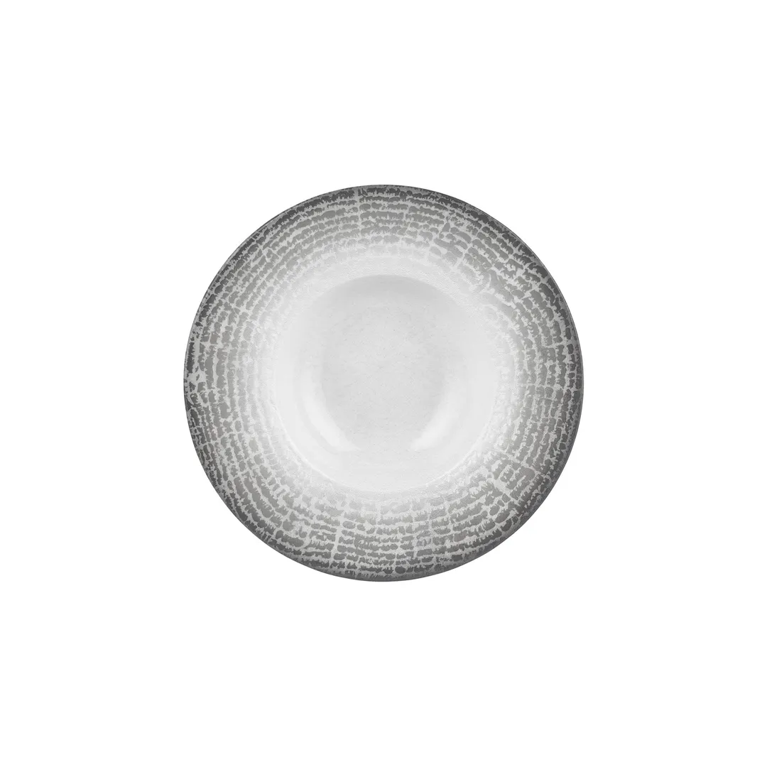 Turgla T-LNGT28CK-6 Luna Deep Plate, 11" Round Porcelain Dinner Plate, Grey, 16 oz Capacity