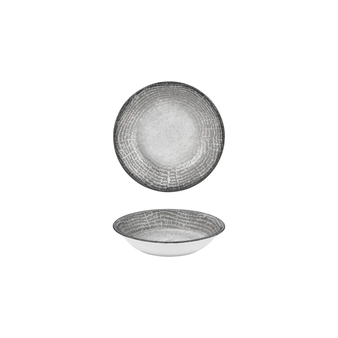Turgla T-LNZT09CK-24 Luna Deep Plate, 3.5" Round Grey Porcelain, 2 oz Capacity, Deep Rim