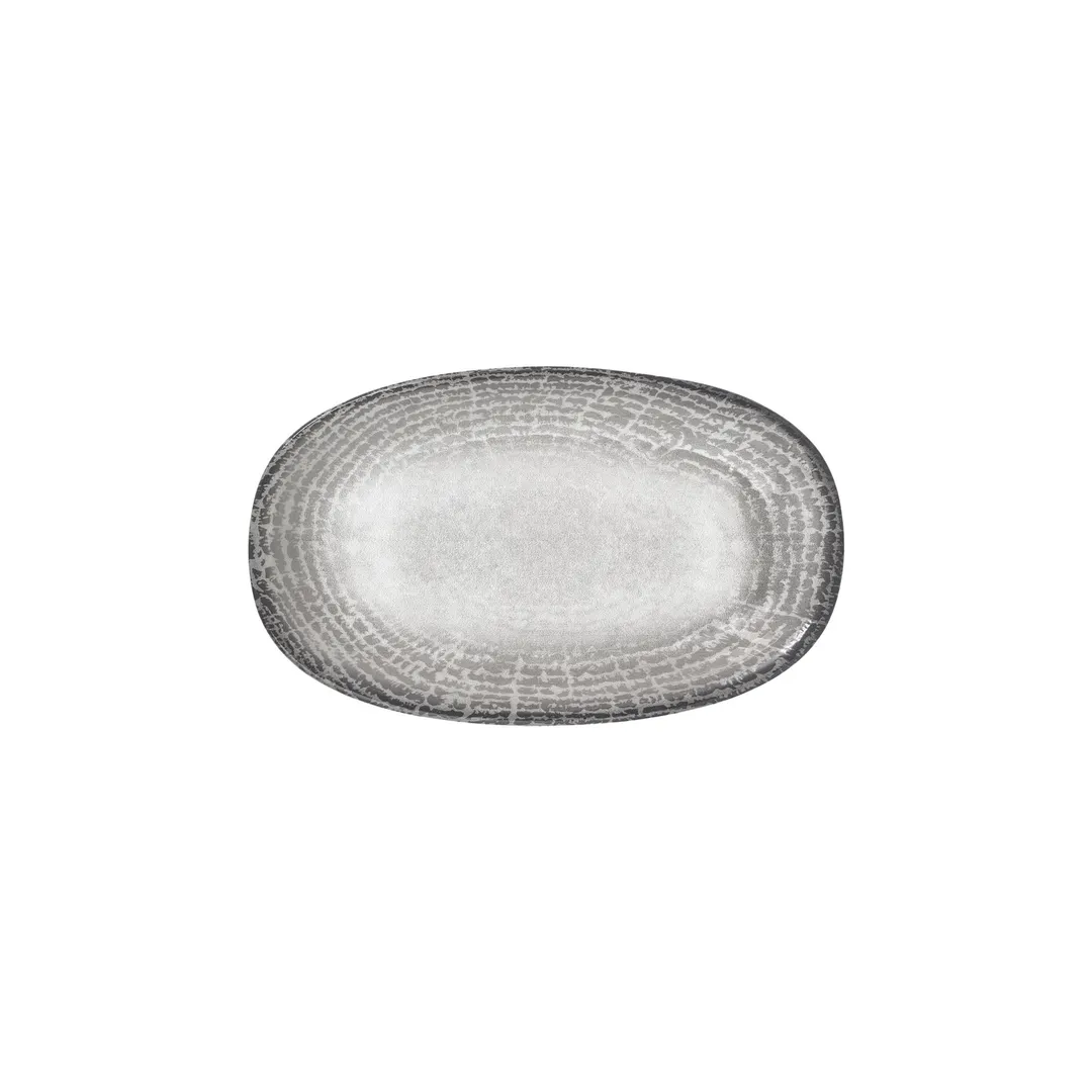 Turgla T-LNZT29OV-6 Luna Oval Porcelain Platter, Grey, 11.5" W x 12" L, 7" Short Side