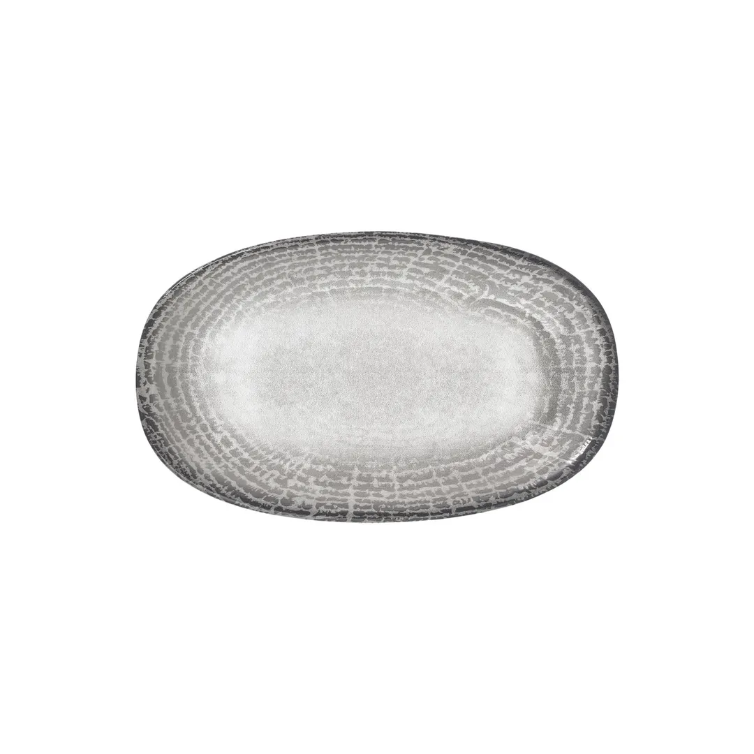 Turgla T-LNZT34OV-6 Luna Oval Platter, 13.5" W x 7.75" D Grey Porcelain Dinnerware