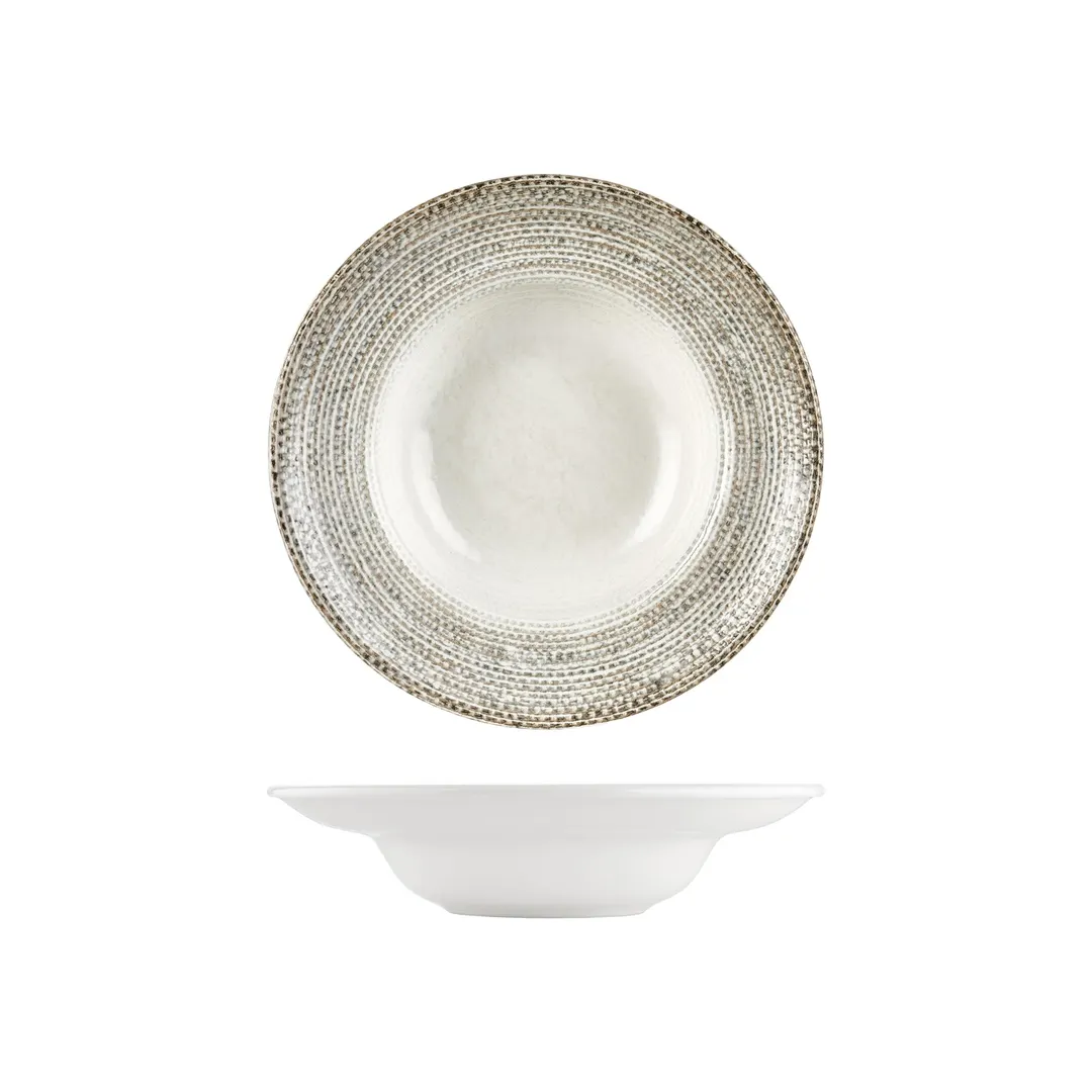 Turgla T-MSZT27CK-6 Deep Rim Round China Plate, 10.75" Diameter, Brown Porcelain, 17 oz Capacity