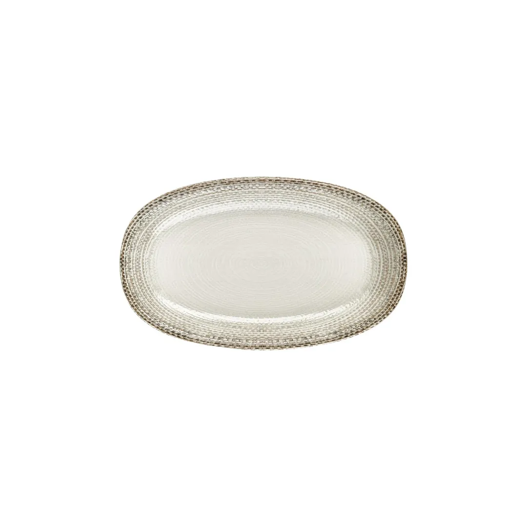 Turgla T-MSZT29OV-6 Oval Porcelain Platter, 12" x 7" Brown Finish, Elegant Dinnerware Tray