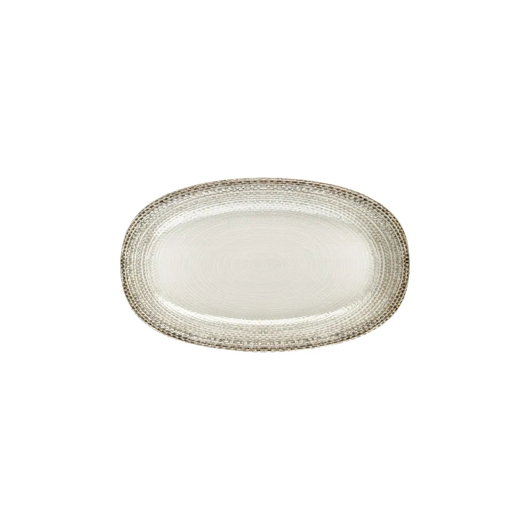 Turgla T-MSZT29OV-6 Oval Porcelain Platter, 12" x 7" Brown Finish, Elegant Dinnerware Tray