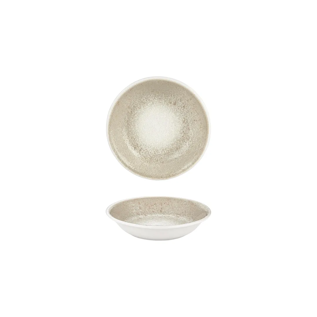 Turgla T-NPZT13CK-24 Natura Deep Plate, 5" Round Brown Porcelain Plate, Deep Rim, 5 oz Capacity