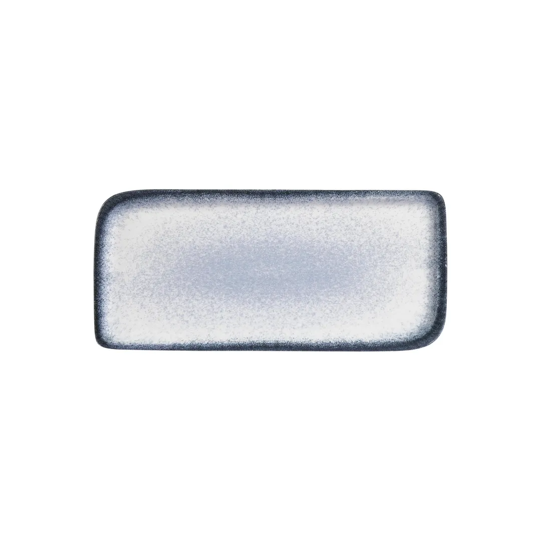 Turgla T-OHAR38DT-6 Occhio Rectangular China Platter, 13.75" W x 6.25" D, Blue Porcelain, 14"x7"