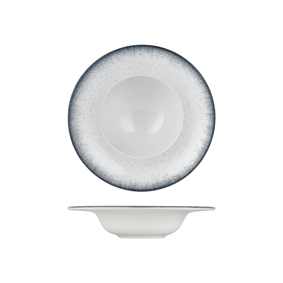 Turgla T-OHGT28CK-6 Occhio Deep Rim Plate, 11" Round Blue Porcelain, 16 oz Capacity
