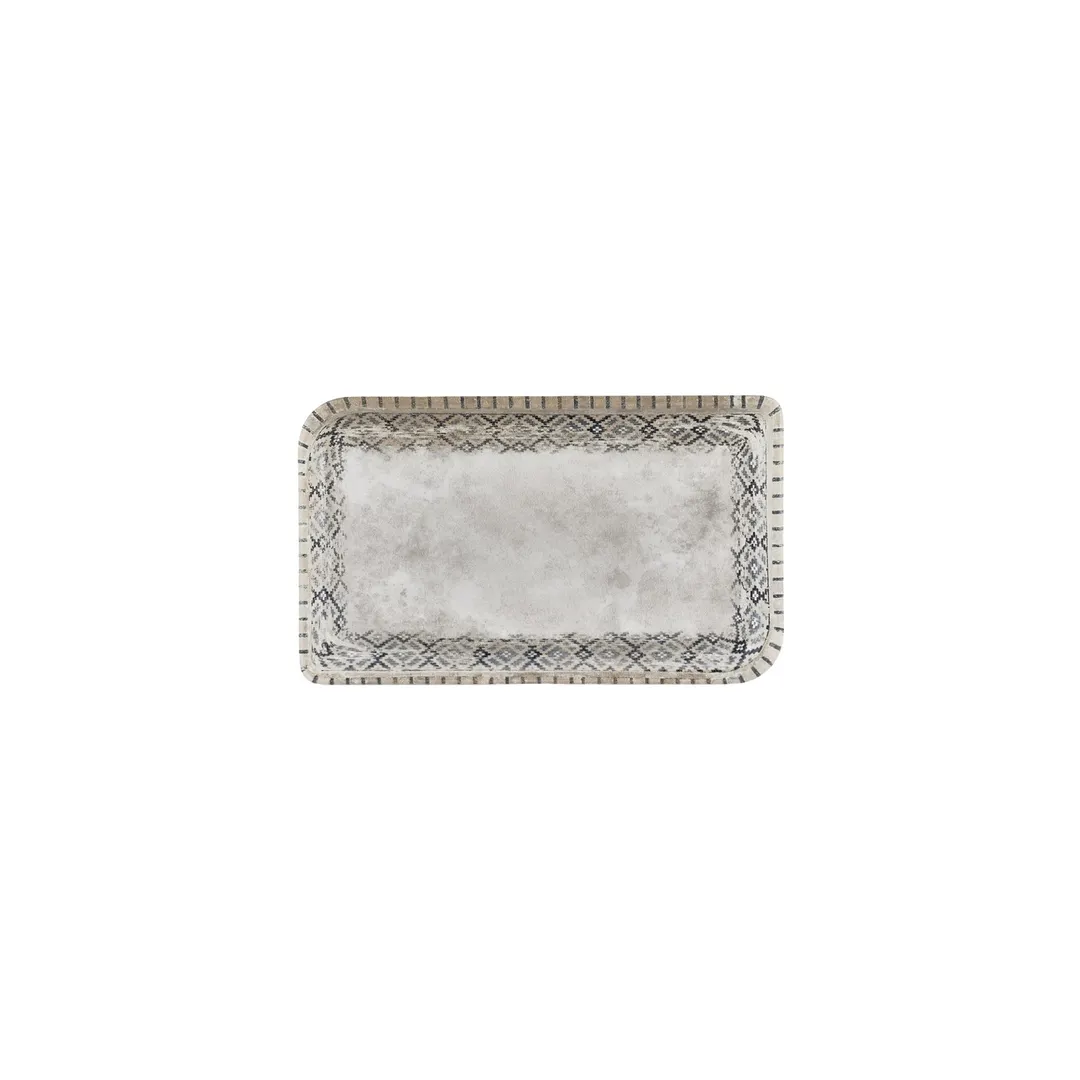 Turgla T-RUGAR28DT-12 Rectangular Beige Porcelain Dinner Plate, 9.5" x 6" Size, Classic Elegant Tableware