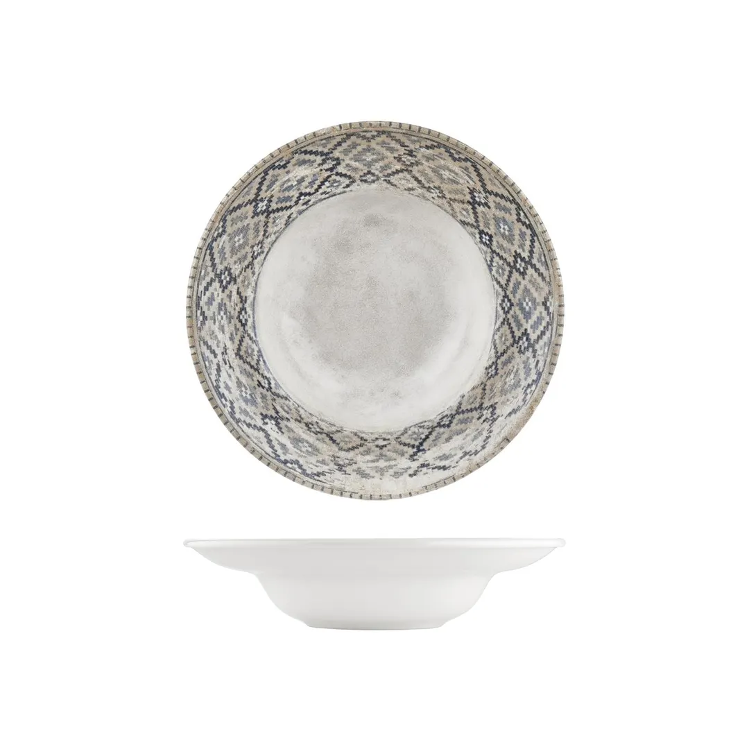 Turgla T-RUGZT27CK-6 Zafira Deep Round Plate, 10.75" Diameter, 17 oz Capacity, Beige Porcelain