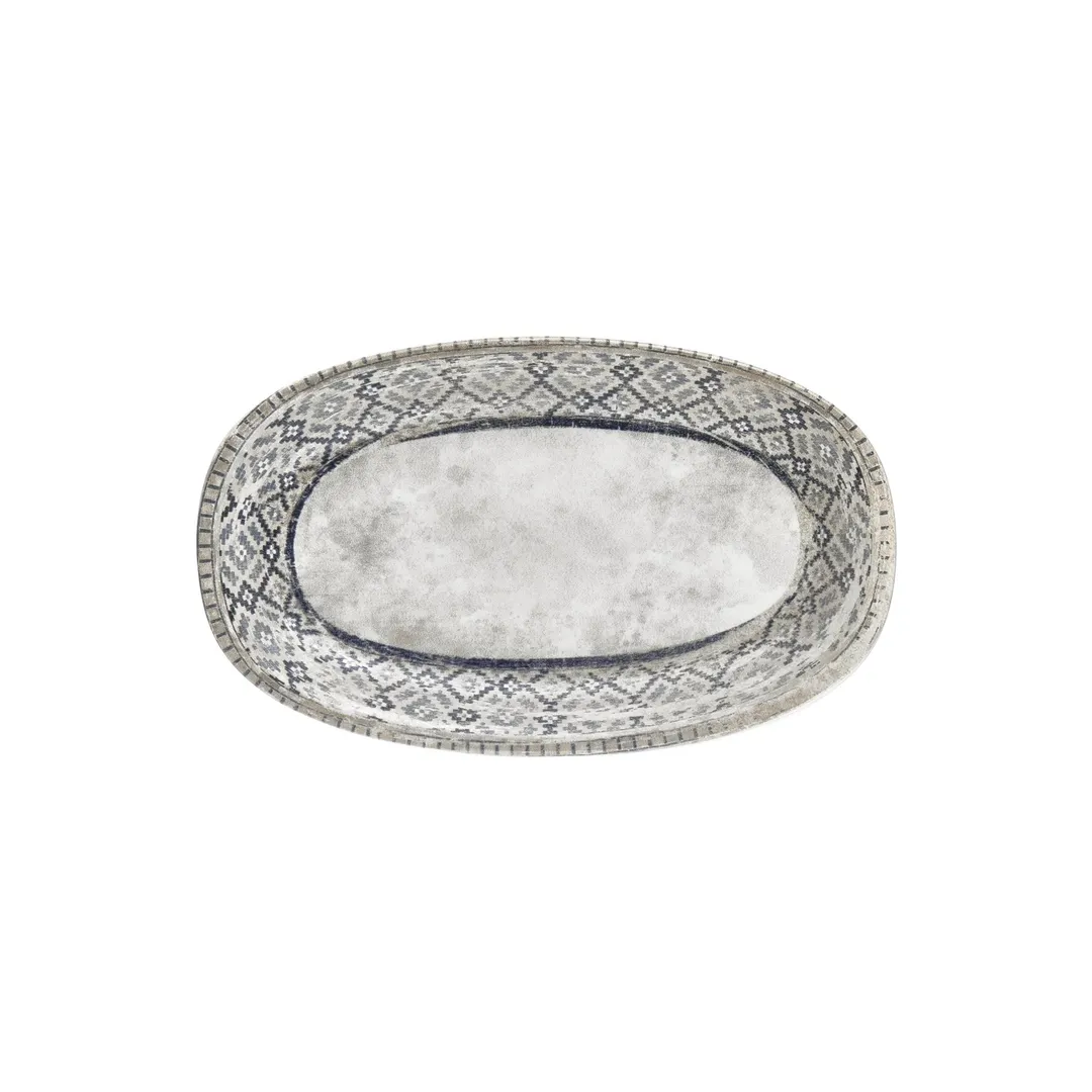 Turgla T-RUGZT34OV-6 Zafira Oval China Platter, 13.5" W x 7.75" D, Beige Porcelain, 14" x 8"