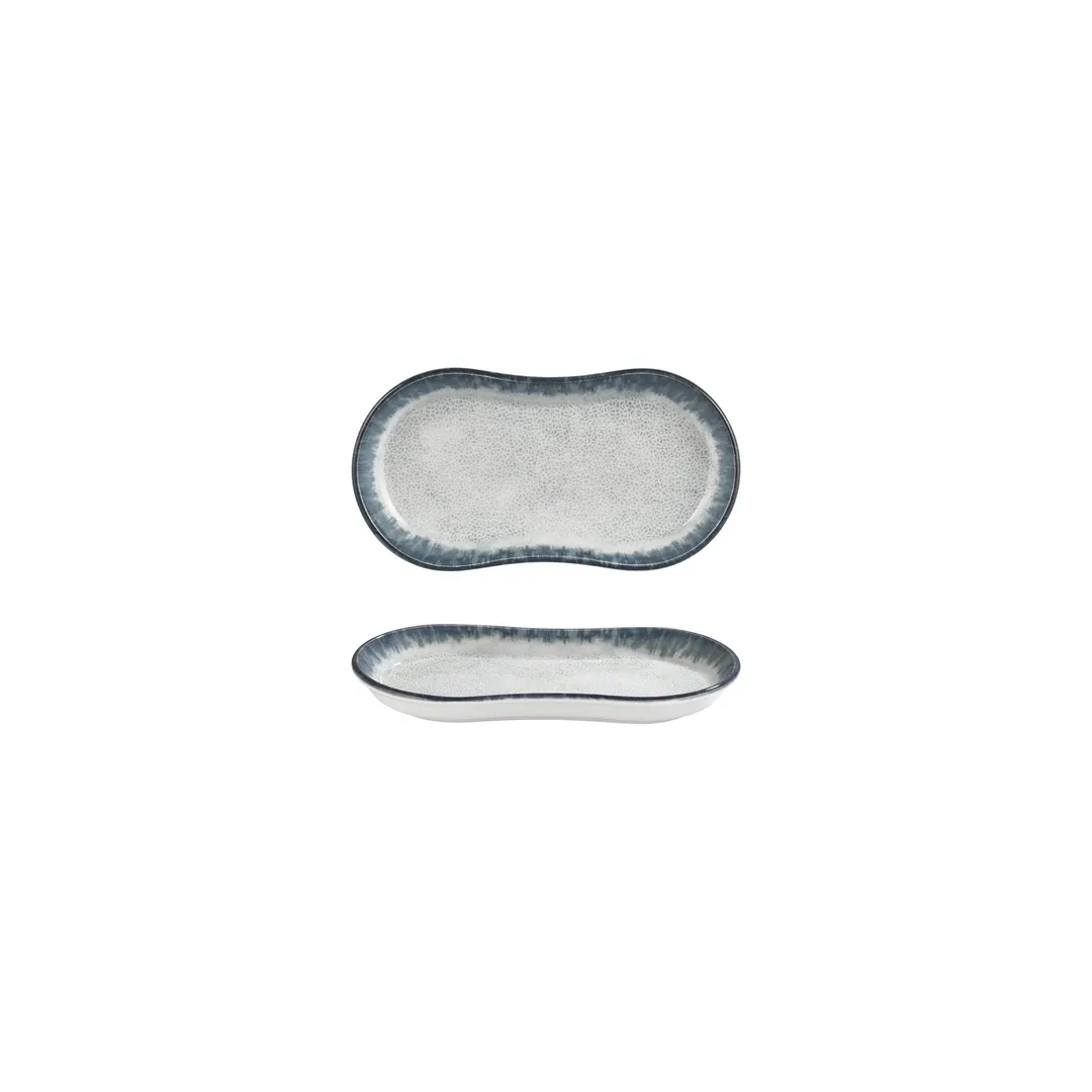 Turgla T-SMABB19OV-12 Oval Porcelain Platter, Blue, 7.5" W x 4.25" D, 8" x 4"