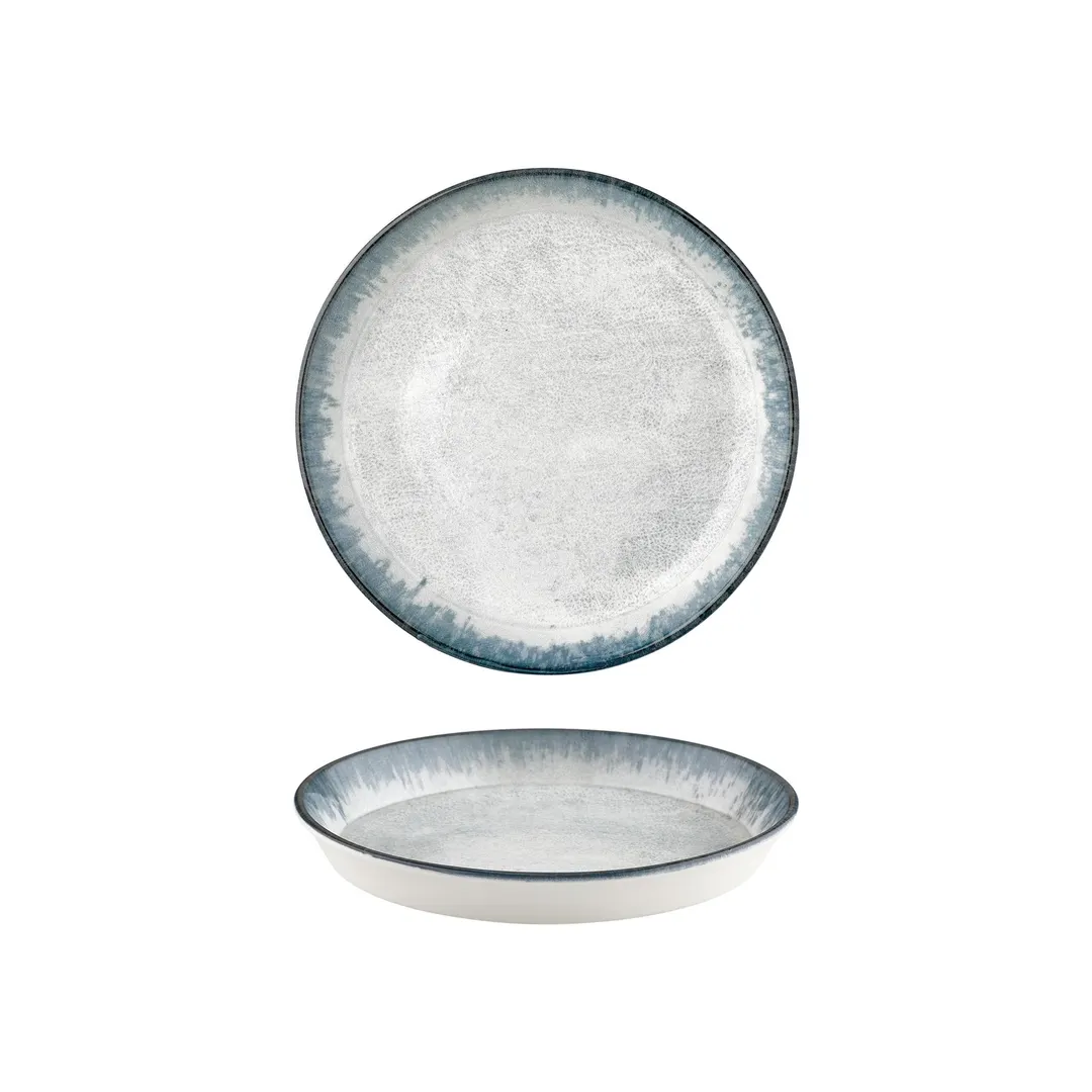 Turgla T‑SMABB25CK‑6 Ambience Deep Round Plate, 9.75" Diameter, 42 oz Capacity, Blue Porcelain Dinnerware