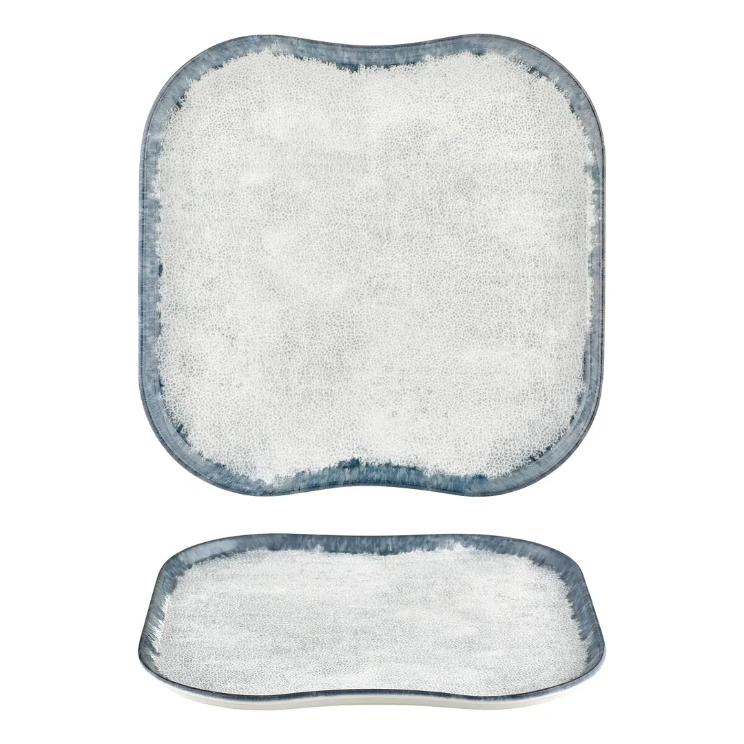 Turgla T-SMABB40KR-6 Ambience Square China Plate, 13.25" x 13.25" Porcelain, Deep Blue Finish