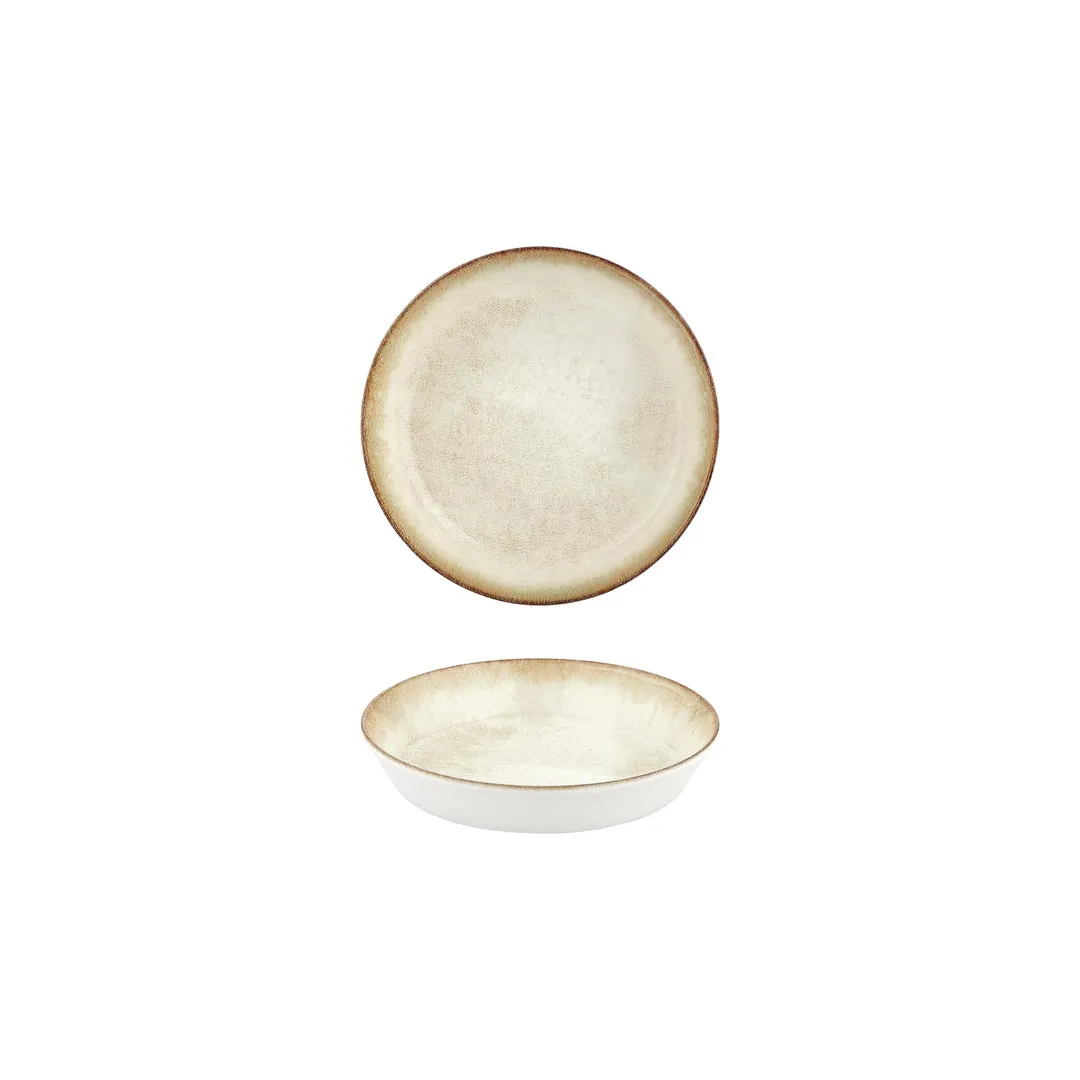 Turgla T-SMABY10CK-24 Deep Rim Porcelain Dinner Plate, 4" Diameter, Beige, 3 oz, Round