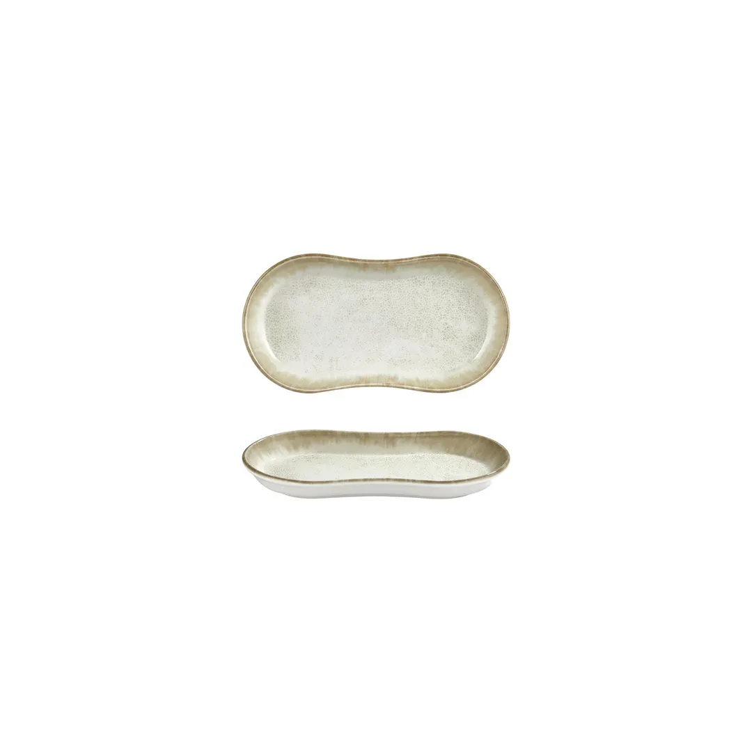 Turgla T-SMABY19OV-12 Oval Porcelain Platter, 7.5" W x 4.25" D, Beige, Dinnerware Serving Tray