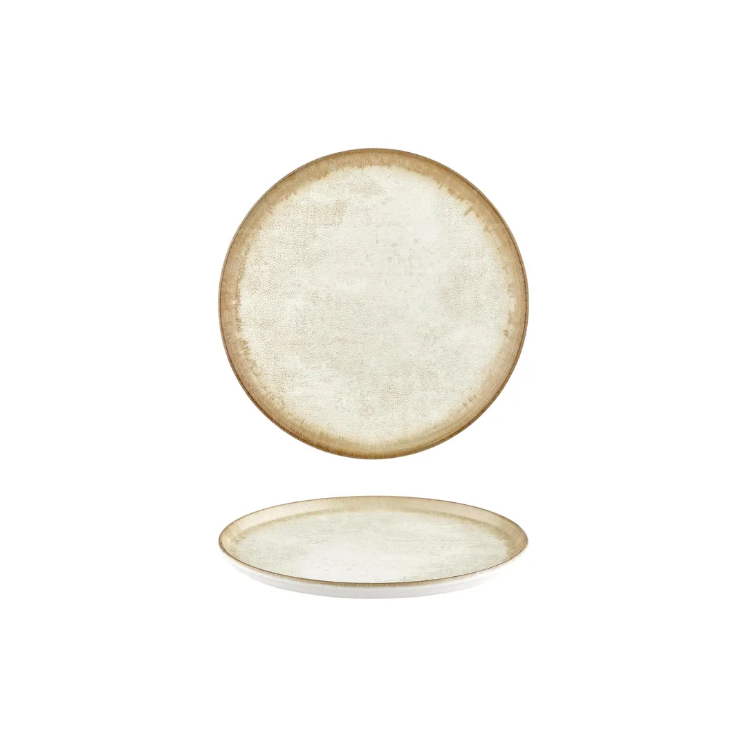 Turgla T-SMABY22DZ-12 Ambience Round China Plate, 8.75" Beige Porcelain Dinnerware