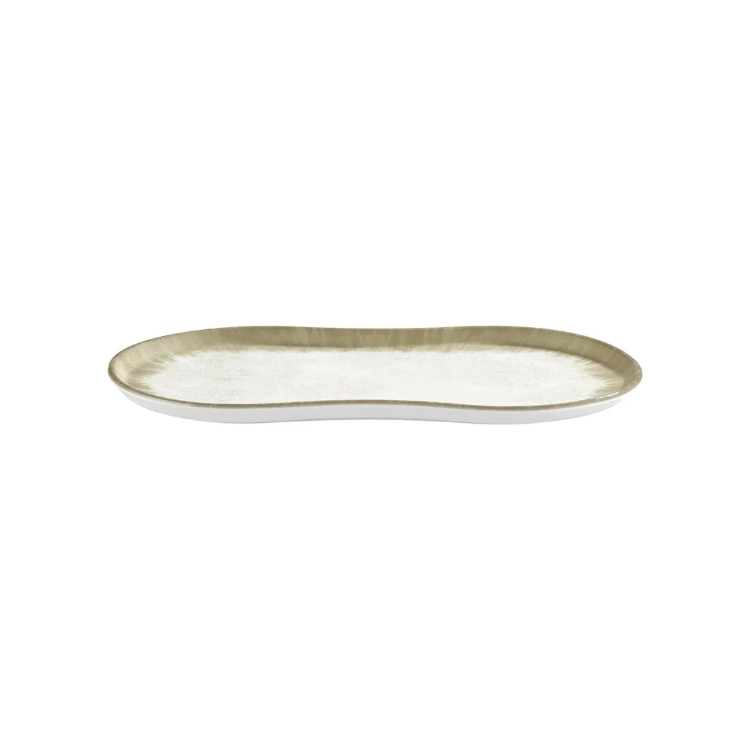 Turgla T-SMABY38DT-6 Ambience Rectangular Porcelain Platter, Beige, 15" x 7.75" 15" Long, 8" Short