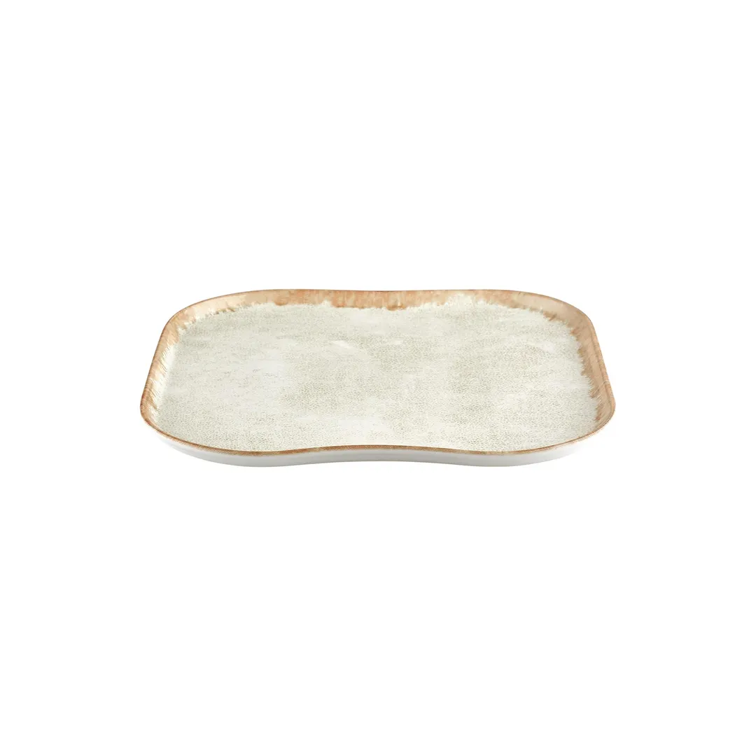 Turgla T-SMABY40KR-6 Square Porcelain Dinner Plate, 13.25" x 13.25", Yellow Beige Finish