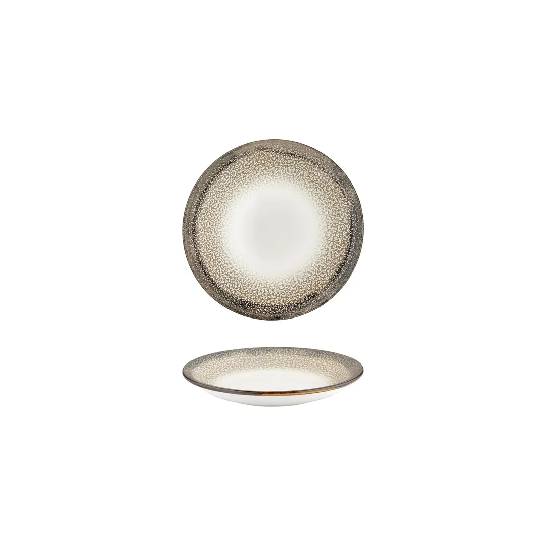 Turgla T-SZZT13CK-24 Spazio Deep Plate, 5" Round Porcelain Dinner Plate, Deep Rim, 5 oz Capacity