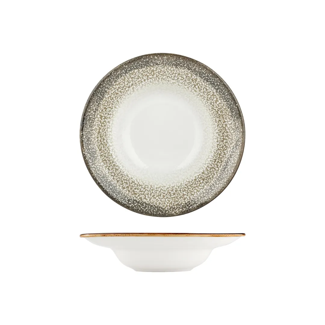 Turgla T-SZZT27CK-6 Deep Rim Porcelain Dinner Plate, 10.75" Round, 17 oz, Decorative White Finish