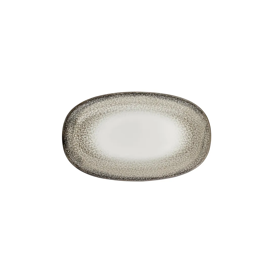 Turgla T-SZZT29OV-6 Spazio Oval Porcelain Platter, 11" W x 7" Short Side, Decorative Finish - 1/Each