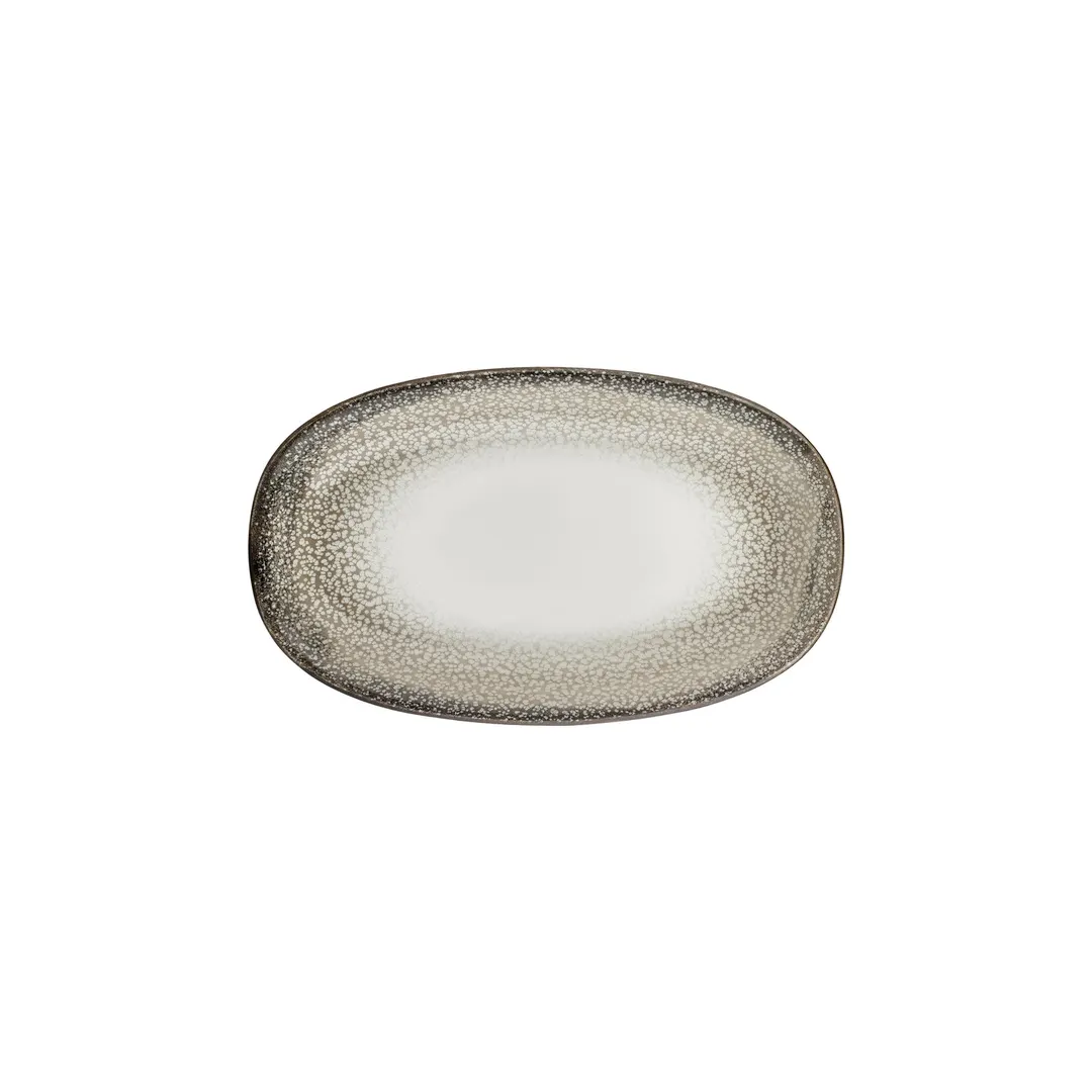 Turgla T-SZZT29OV-6 Spazio Oval Porcelain Platter, 11" W x 7" Short Side, Decorative Finish - 1/Each