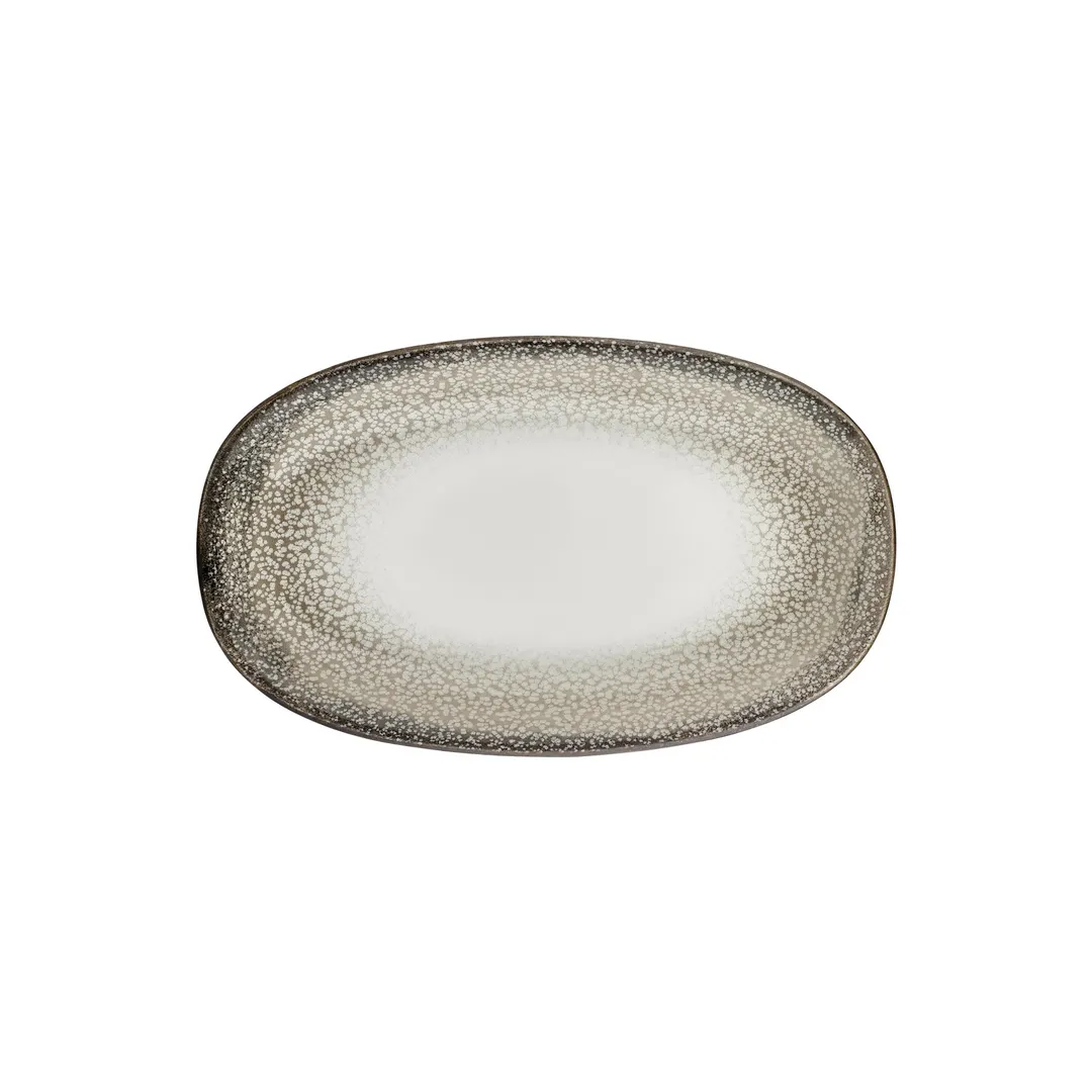 Turgla T-SZZT34OV-6 Spazio Oval Porcelain Platter, 13" Wide x 8" Short, Decorative Dinnerware Tray